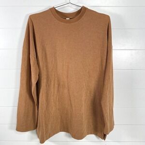 FOXY Kind Shirt Womens Medium Brown Long Sleeve Ribbed Knit Crewneck Top Casual